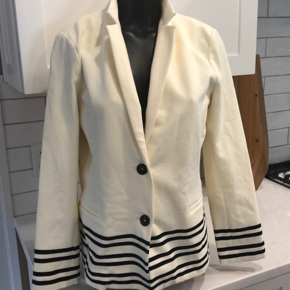 J. Crew Jackets & Blazers - JCrew NWT  blazer. Cream/ Navy. Large. Cute!!!